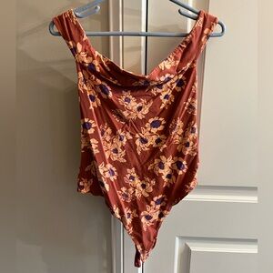 Free People Floral Off-the-Shoulder Body Suit- Gently Worn Large